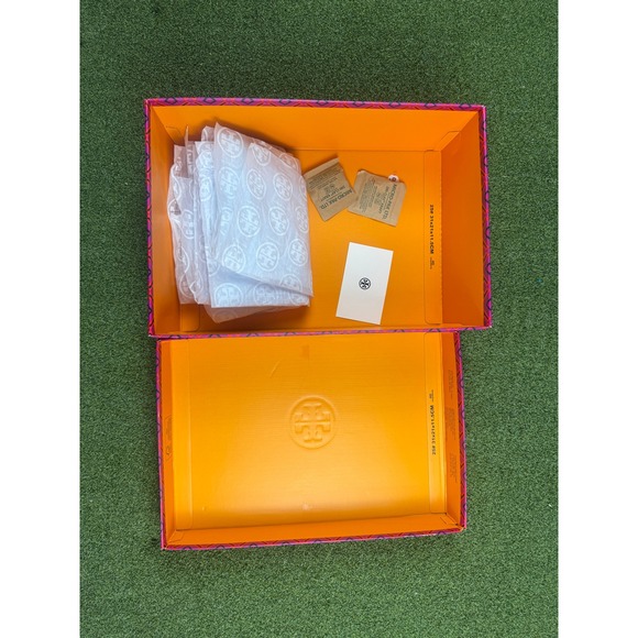 Tory Burch Shoe Box Good Luck Trainer Size 7 Pink Orange - Picture 9 of 12